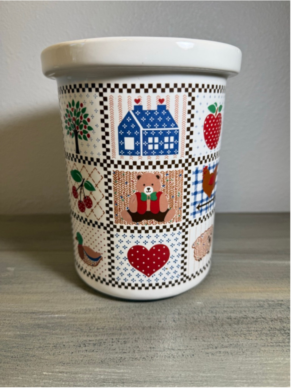 vintage utensil crock made in USA Cottagecore grandmacore